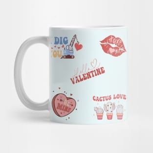 Retro Cute Valentine Stickers Pack Mug